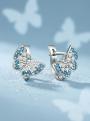 Серьги из серебра с фианитами родированные - Бабочки 1,2 см