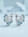 Серьги из серебра с фианитами родированные - Бабочки 1,2 см