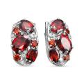 Серьги из серебра с фианитами родированные