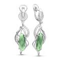Серьги из серебра с пл. кварцем празиолит и фианитами родированные