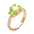 Кольцо из золочёного серебра с кварцем хризолит