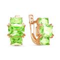 Серьги из золочёного серебра с кварцем хризолит