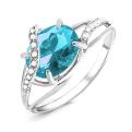Кольцо из серебра с пл.кварцем цв.топаз и фианитами родированное