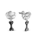 Серьги-пусеты из серебра родированные - Собачки