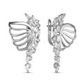 Серьги из серебра с фианитами родированные