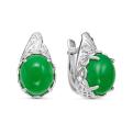 Серьги из серебра с рек.зеленым агатом родированные
