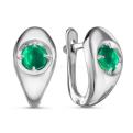 Серьги из серебра с кварцем зеленый агат родированные