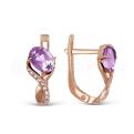 Серьги из золочёного серебра с нат.аметистом и фианитами