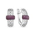 Серьги из серебра с синт.рубином родированные