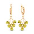 Серьги из золочёного серебра с пл.кварцем цв.хризолит