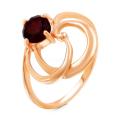 Кольцо из золочёного серебра с пл.кварцем цв.гранат