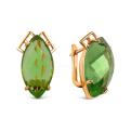 Серьги из золочёного серебра с пл.зелёным кварцем