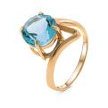 Кольцо из золочёного серебра с пл.кварцем цв.топаз