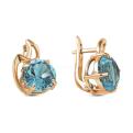 Серьги из золочёного серебра с пл.кварцем цв.топаз