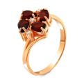 Кольцо из золочёного серебра с пл.кварцем цв.гранат и фианитами