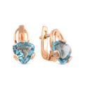 Серьги из золоченого серебра с пл.кварцем цв.топаз