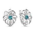 Серьги из серебра с ситаллом лондон-топаз родированные