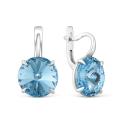 Серьги из серебра с кристаллами премиум австрия голубой родированные