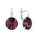 Серьги из серебра с кристаллами Swarovski Фиолетовые родированные