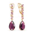 Серьги из золочёного серебра с пл. кварц. груша бриолет, пл. кварц. маркиз и фианитами