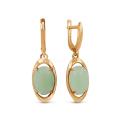 Серьги из золочёного серебра с рек. нефритом