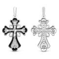 Крест из серебра с черной эмалью родированный - 3,8 см