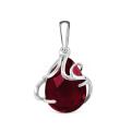 Подвеска из серебра с пл.кварцем цв.гранат родированная