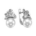 Серьги из серебра с жемчугом Swarovski родированные