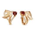 Серьги из золочёного серебра с нат.гранатом и фианитами