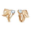 Серьги из золоченого серебра с нат.топазом и фианитами