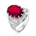 Кольцо из серебра с пл.кварцем цв.рубин родированное