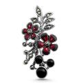 Брошь-кулон из чернёного серебра с нат.ониксом, эмалью и марказитами - Цветы