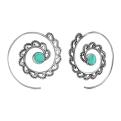 Серьги из чернёного серебра с нат.бирюзой