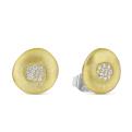 Серьги-пусеты из родированного серебра с куб. цирконием и позолотой