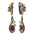 Серьги из серебра с нат.гранатом, корундом цв.оранжевый сапфир и золочением родированные