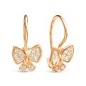 Серьги детские из золочёного серебра с фианитами - Бабочки