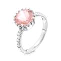 Кольцо из серебра с пл.кварцем цв.морганит и куб.цирконием родированное
