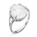 Кольцо из серебра с гт. горный-хрусталь родированное