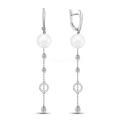 Серьги из серебра с жемчугом Swarovski и фианитами родированные