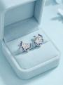 Серьги из серебра с фианитами родированные - Бабочки 1,2 см