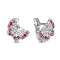 Серьги из серебра с фианитами родированные - Бабочки 1,2 см