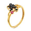 Кольцо из золочёного серебра с пл..кварцем цв.рубин и фианитом - Лягушка