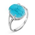 Кольцо из серебра с нат.бирюзой родированное