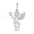 Подвеска из серебра с фианитом родированная - Ангел