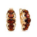 Серьги из золочёного серебра с пл. кварцем цв. красный