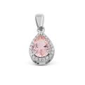 Подвеска из серебра с синт. морганит и куб. цирконием родированная