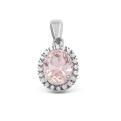 Подвеска из серебра с пл. кварцем цв. морганит и кб. цирконием родированная