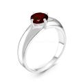 Кольцо из серебра с нат.гранатом родированное