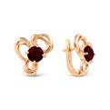 Серьги из золочёного серебра с пл.кварцем гранат