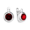 Серьги из серебра с пл. кварцем цв. гранат родированные